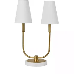 Marble and Gold Twin Shade Table Lamp