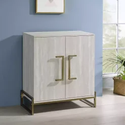 Marble Finish Gold Handle Storage Cabinet