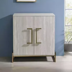 Marble Finish Gold Handle Storage Cabinet