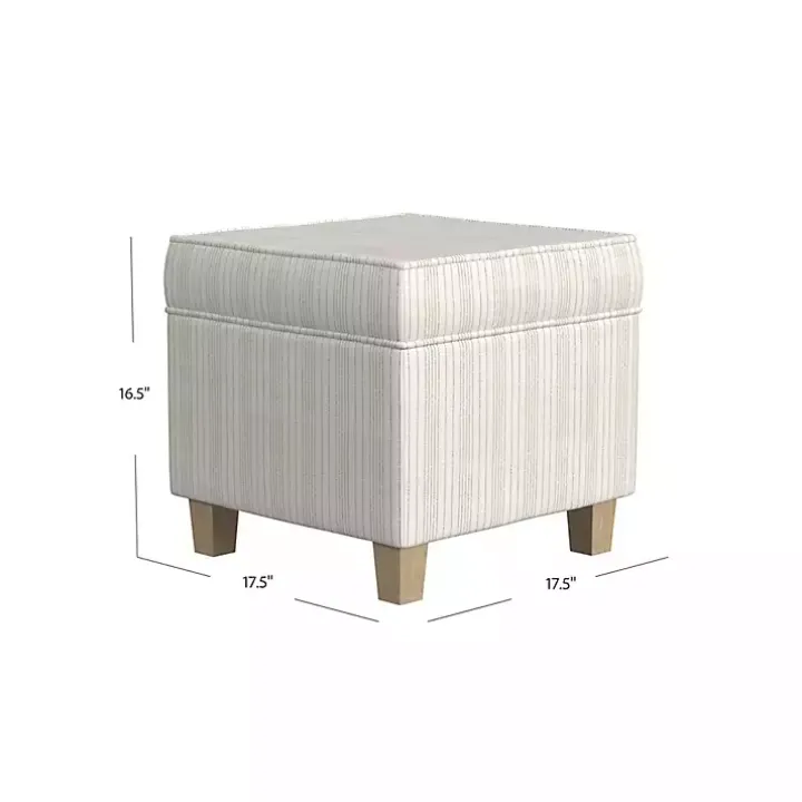 Marigold Stripe Upholstered Square Storage Ottoman