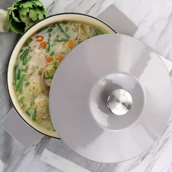 Martha Stewart Gray Ribbed 5 Quart Dutch Oven