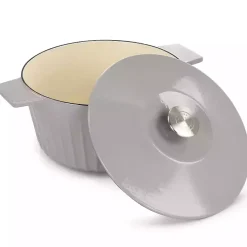 Martha Stewart Gray Ribbed 5 Quart Dutch Oven