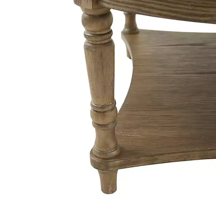 Martha Stewart Round Cream Ottoman with Shelf