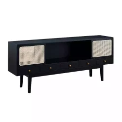 Matilda Midcentury Woven Cane Media Cabinet