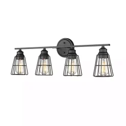 Matte Black Cage Shade Vanity Light