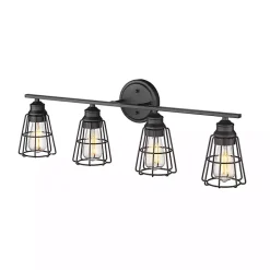 Matte Black Cage Shade Vanity Light
