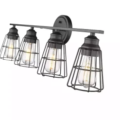 Matte Black Cage Shade Vanity Light