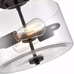 Matte Black Drum Semi-Flush Mount Light