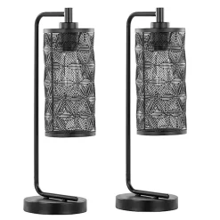Matte Black Metal Cutout Table Lamps, Set of 2