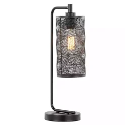 Matte Black Metal Cutout Table Lamps, Set of 2