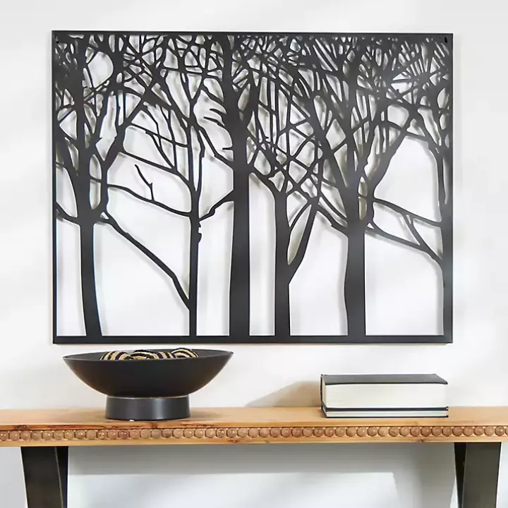 Matte Black Metal Tree Frame Wall Plaque