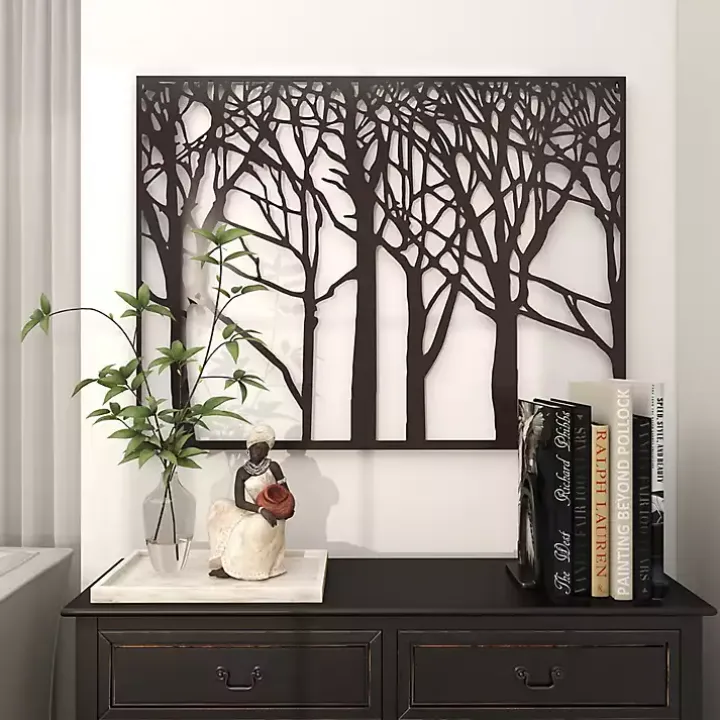Matte Black Metal Tree Frame Wall Plaque