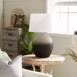 Matte Black Ombre Textured Table Lamp, 23 in.