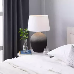 Matte Black Ombre Textured Table Lamp, 23 in.
