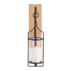 Matte Black Poplar Wood Sconce