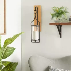 Matte Black Poplar Wood Sconce