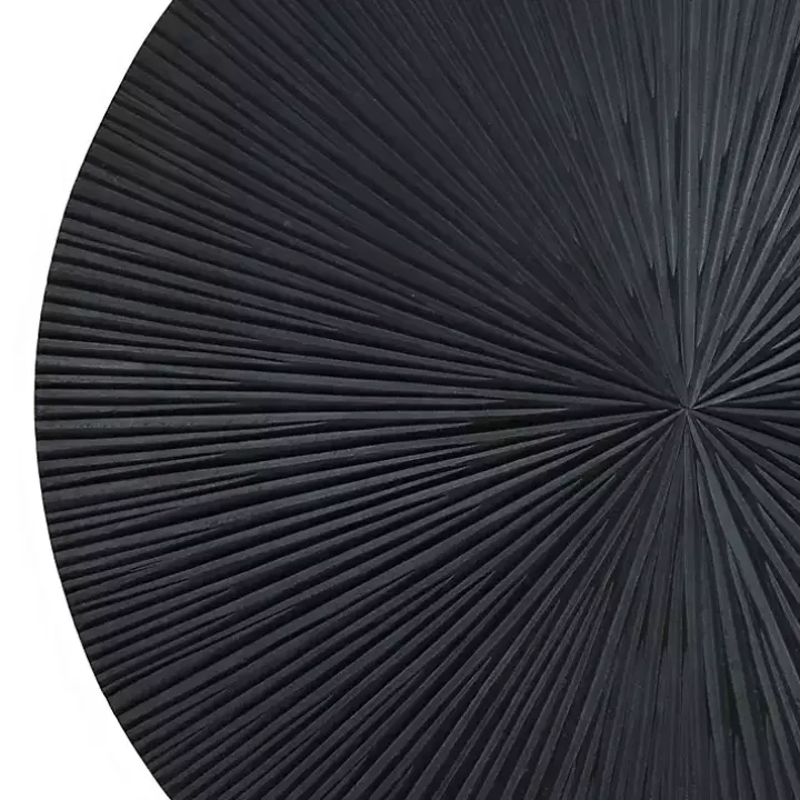 Matte Black Ribbed Sunburst Wall Plates, Set of 3