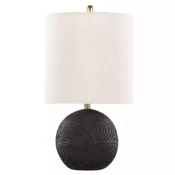 Matte Black Round Kona Table Lamps, Set of 2