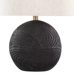 Matte Black Round Kona Table Lamps, Set of 2