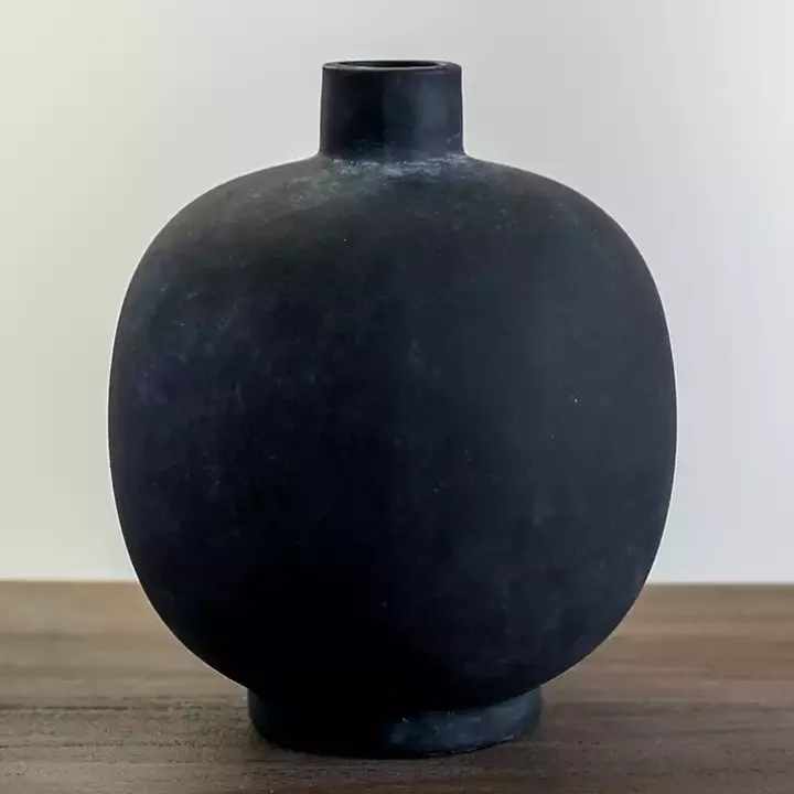 Matte Black Round Vase