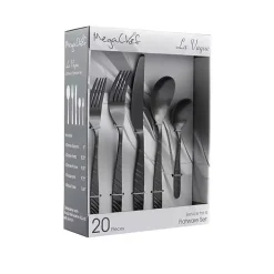 Matte Black Steel Diagonal 20-pc. Flatware Set