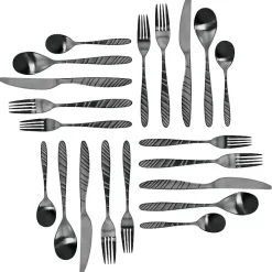 Matte Black Steel Diagonal 20-pc. Flatware Set