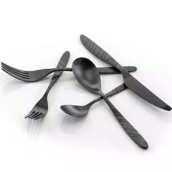 Matte Black Steel Diagonal 20-pc. Flatware Set