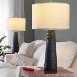 Matte Black Tapered Kona Table Lamps, Set of 2