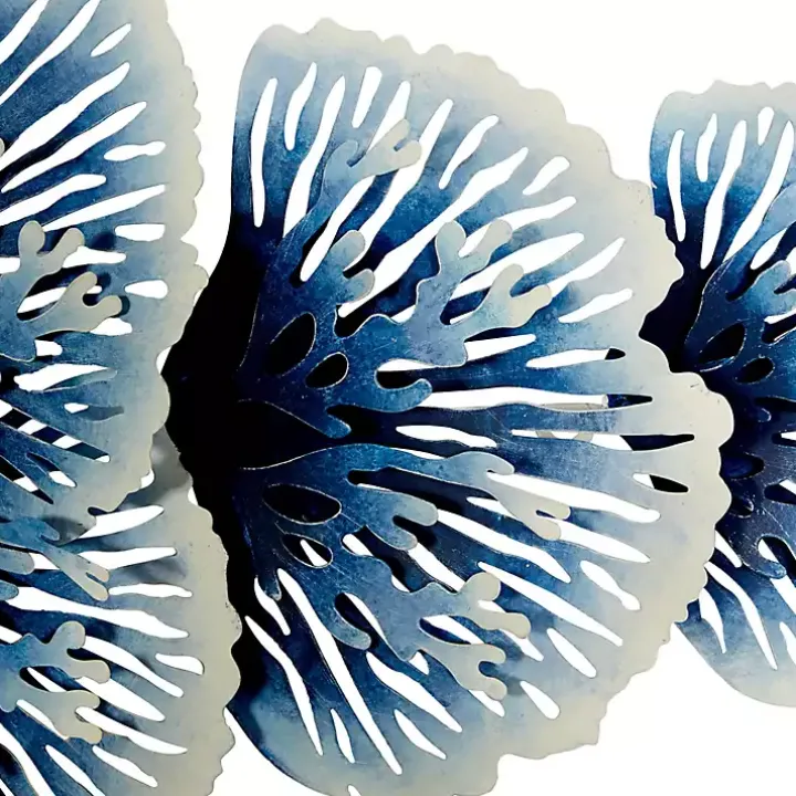 Matte Blue and White Flowers Metal Wall Plaque