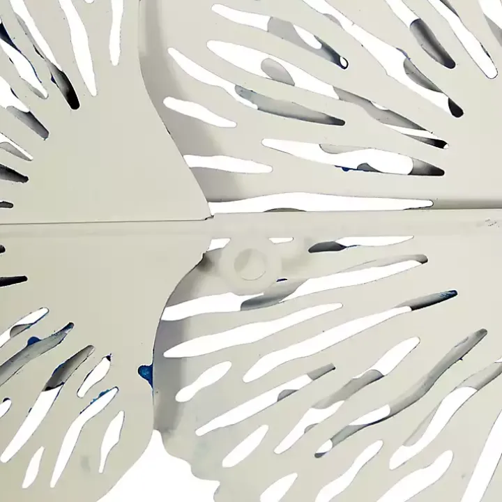 Matte Blue and White Flowers Metal Wall Plaque