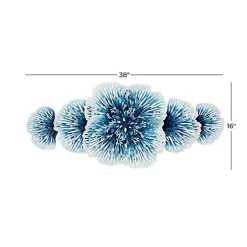 Matte Blue and White Flowers Metal Wall Plaque