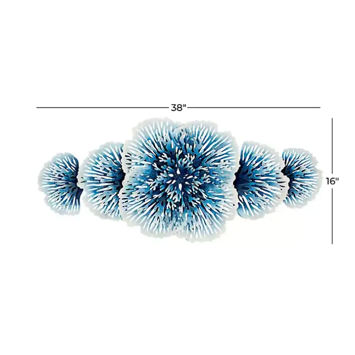 Matte Blue and White Flowers Metal Wall Plaque