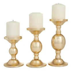 Matte Gold Metal 3-pc. Pillar Candle Holder Set