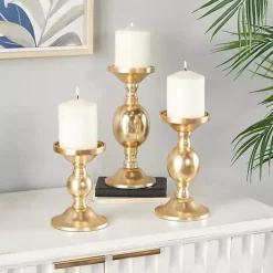 Matte Gold Metal 3-pc. Pillar Candle Holder Set