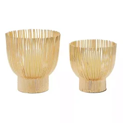 Matte Gold Straws 2-pc. Votive Candle Holder Set