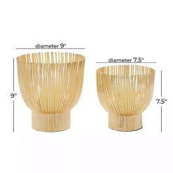 Matte Gold Straws 2-pc. Votive Candle Holder Set
