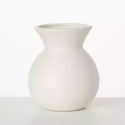 Matte Ivory Hourglass Ceramic Vase