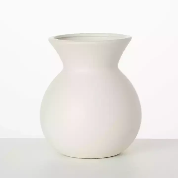 Matte Ivory Hourglass Ceramic Vase