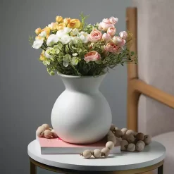 Matte Ivory Hourglass Ceramic Vase