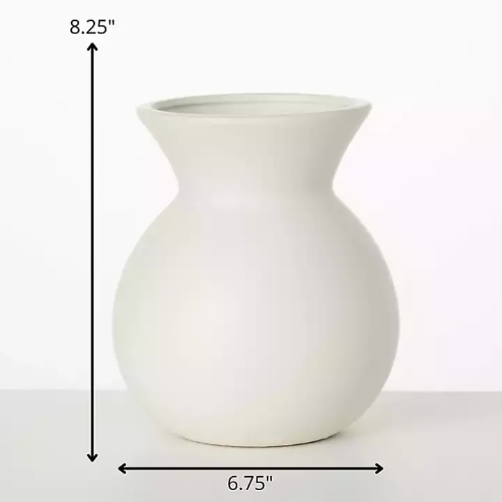 Matte Ivory Hourglass Ceramic Vase