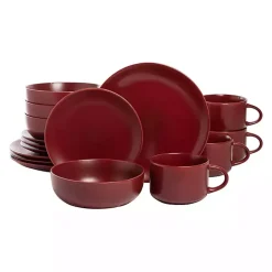 Matte Red Ceramic 16-pc. Dinnerware Set