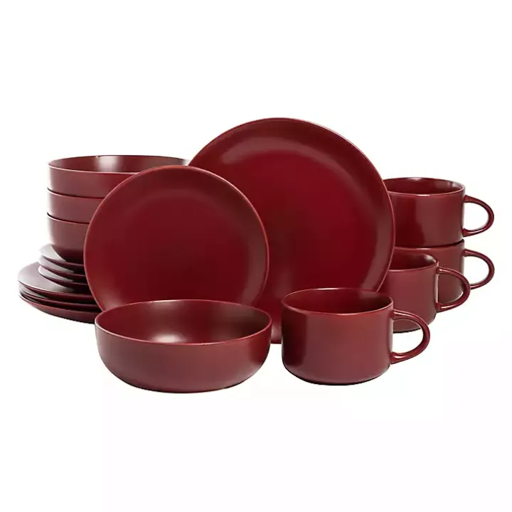 Matte Red Ceramic 16-pc. Dinnerware Set