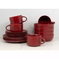 Matte Red Ceramic 16-pc. Dinnerware Set