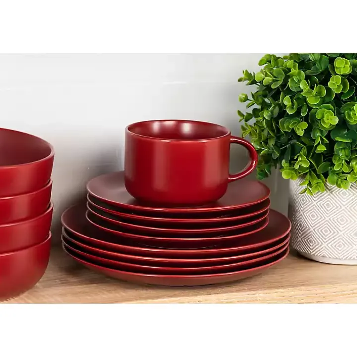 Matte Red Ceramic 16-pc. Dinnerware Set