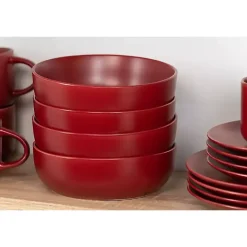 Matte Red Ceramic 16-pc. Dinnerware Set