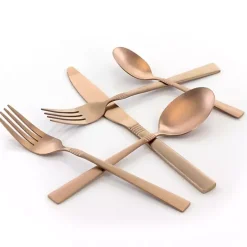 Matte Rose Gold Rounded 20-pc. Flatware Set