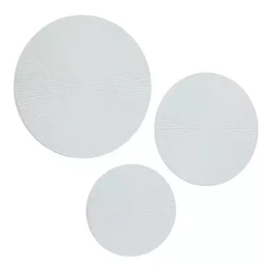 Matte White Ribbed Sunburst Wall Plates, Set of 3