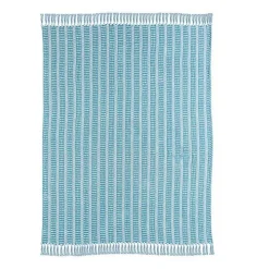 Maui Blue Striped Fringe Throw