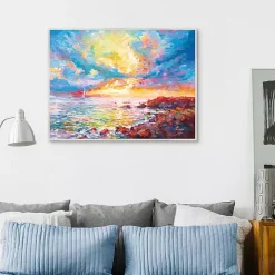 Mediterranean Sunset Framed Canvas Art Print