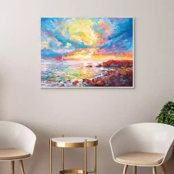 Mediterranean Sunset Framed Canvas Art Print